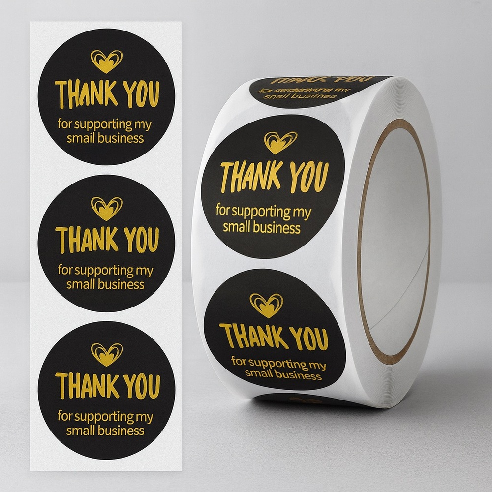 thank you for supporting my small business sticker | 1 in round pack gold - Picture 1 of 5